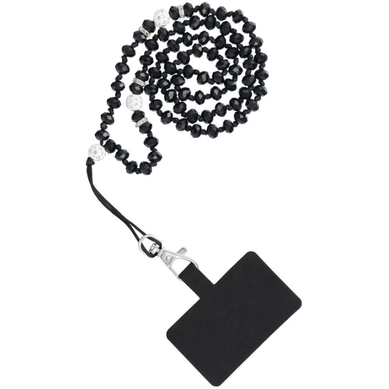 Cordon tour de cou, pendentif téléphone - CRYSTAL DIAMOND / longueur cordon 74 cm  / pour tour de cou - noir – Image 6