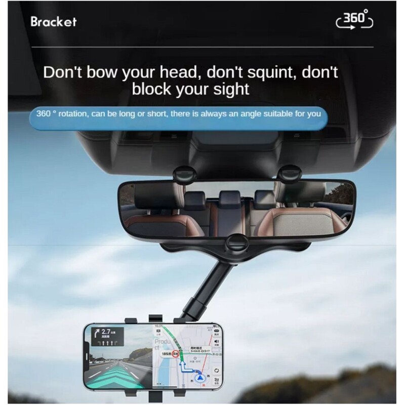 Support smartphone auto sur rétroviseur