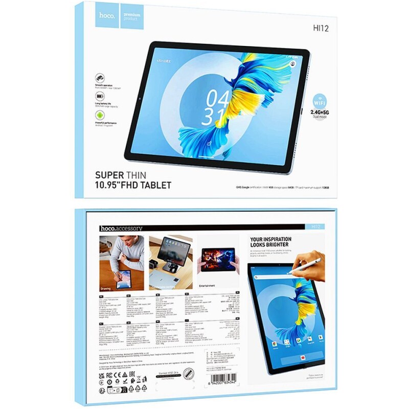 Tablette 10,95" 4 Go / 64 Go  Full HD Wi-Fi Android 14 Hoco HI12 bleu – Image 2