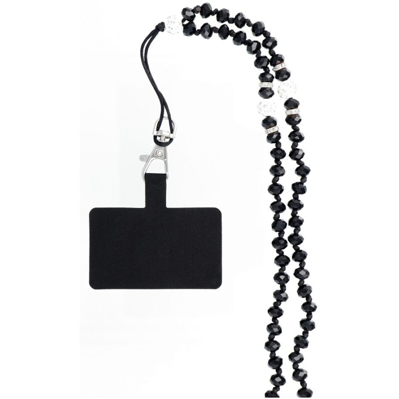 Cordon tour de cou, pendentif téléphone - CRYSTAL DIAMOND / longueur cordon 74 cm  / pour tour de cou - noir – Image 3