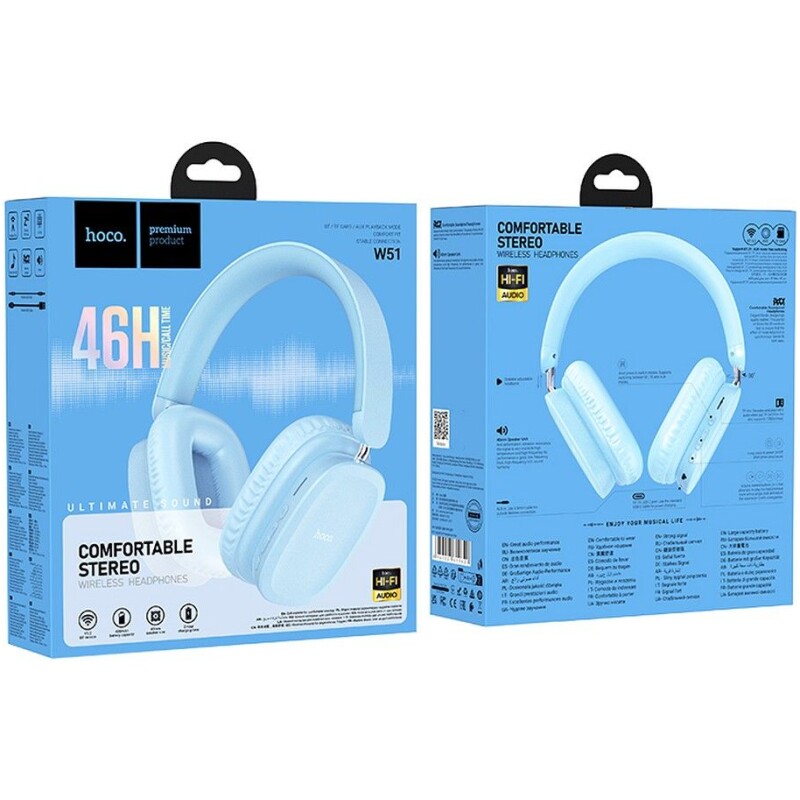 Casque supra-auriculaire sans fil  bluetooth  Hoco W51 bleu - Image 2