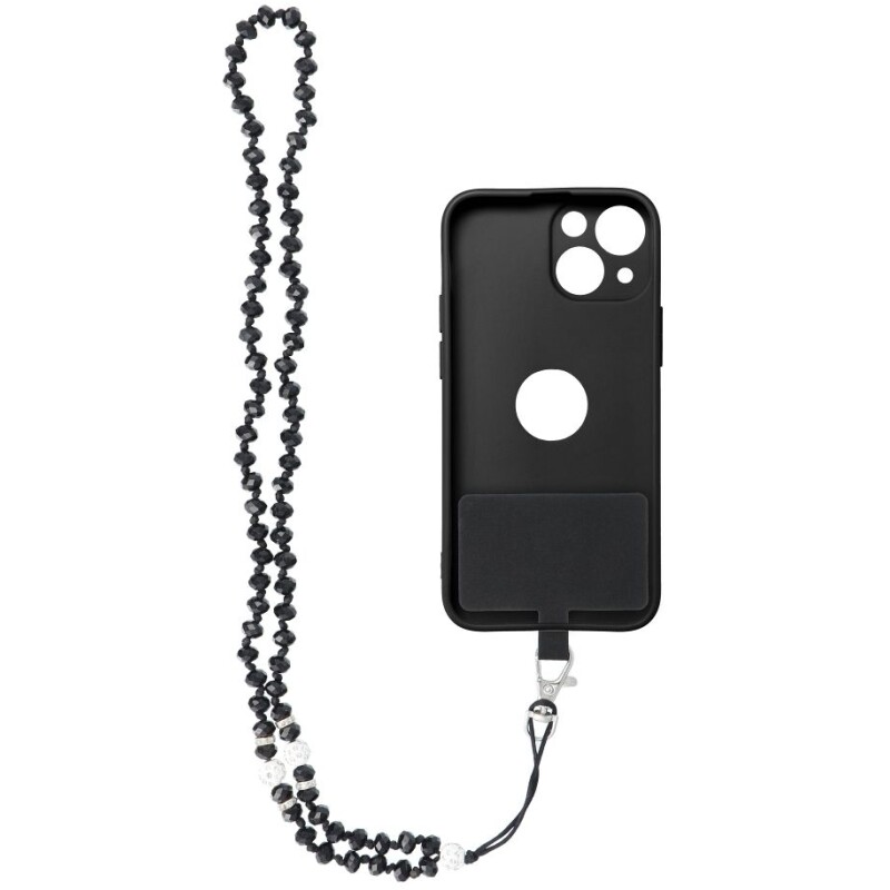 Cordon tour de cou, pendentif téléphone - CRYSTAL DIAMOND / longueur cordon 74 cm  / pour tour de cou - noir – Image 4