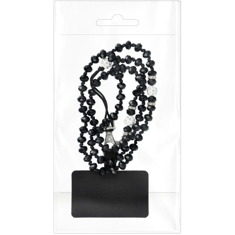 Cordon tour de cou, pendentif téléphone - CRYSTAL DIAMOND / longueur cordon 74 cm  / pour tour de cou - noir – Image 2