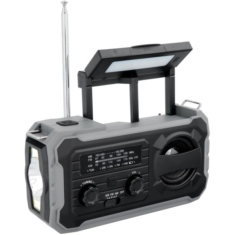 Radio FM lampe torche LED survival powerbank  4000 mAh dynamo + solair PRISTAR