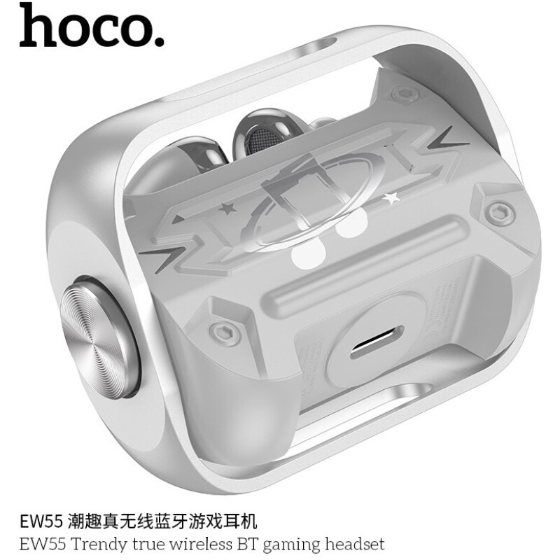 ecouteurs sans fil bluetooth HOCO EW55 cyberpunk base metal doré – Image 4