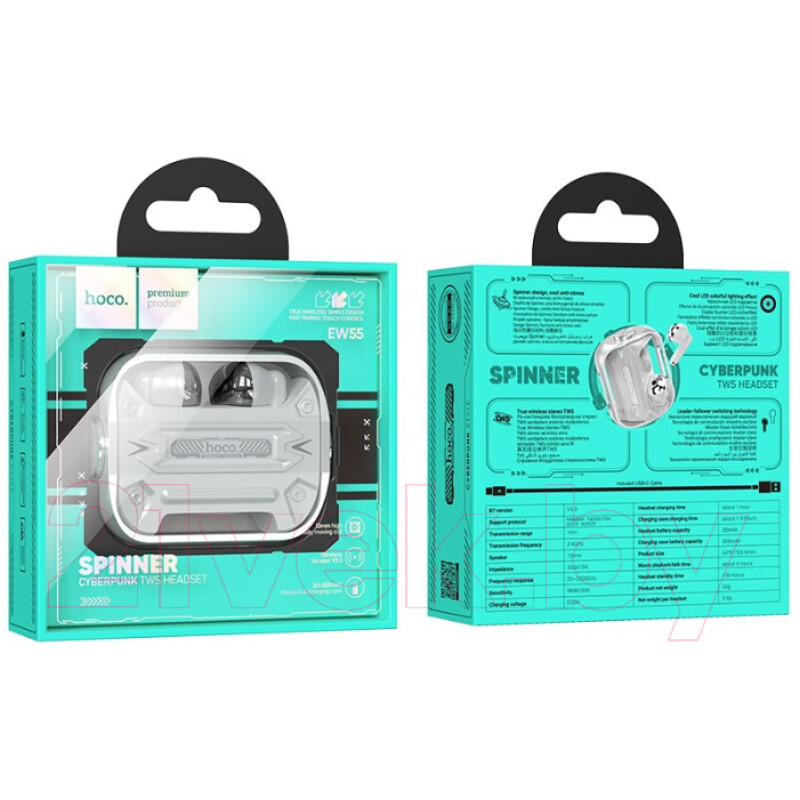 ecouteurs sans fil bluetooth HOCO EW55 cyberpunk base metal doré – Image 5