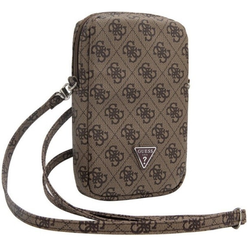 Sacoche Guess PU 4G pour téléphone logo triangulaire fermeture éclair