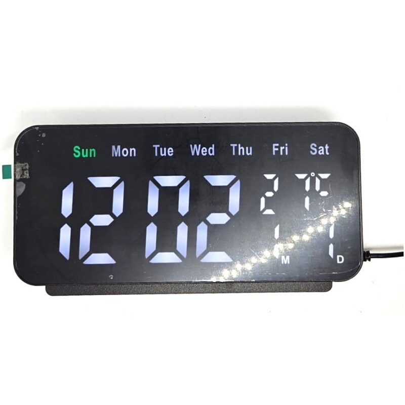 Horloge LED Blanc Reveil Grand format USB & pile lr3 AAA