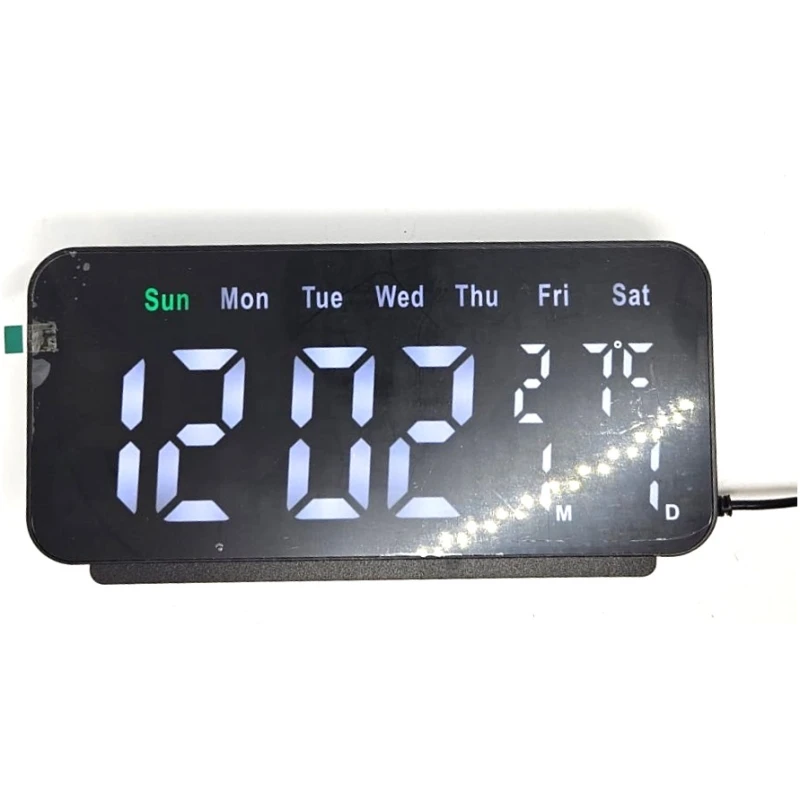 Horloge LED Blanc Reveil Grand format USB & pile lr3 AAA