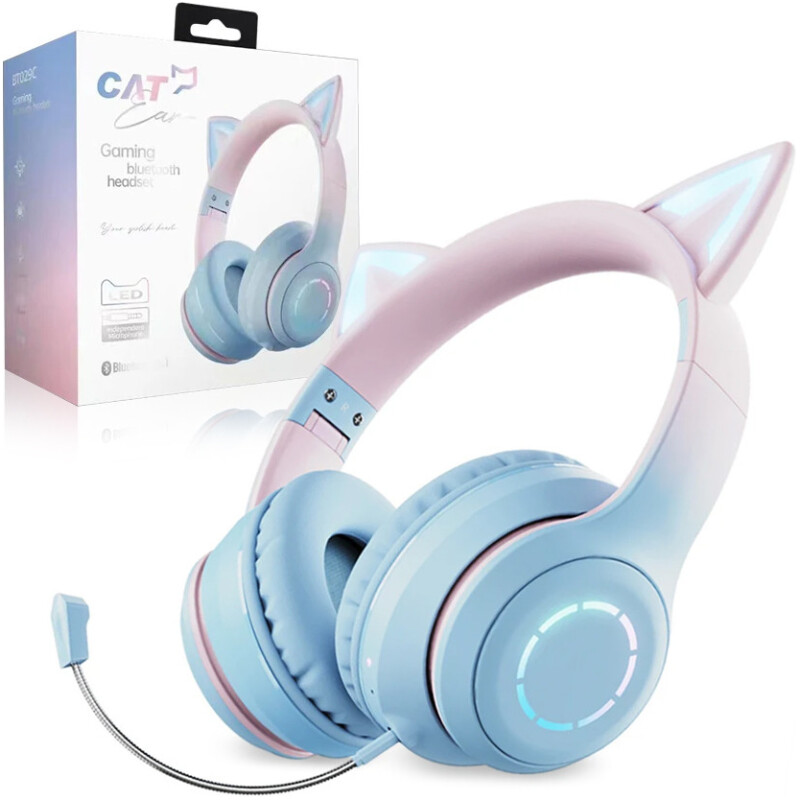 Casque sans Fil Bluetooth Réglable avec Oreilles de Chat LED & Micro – Image 10