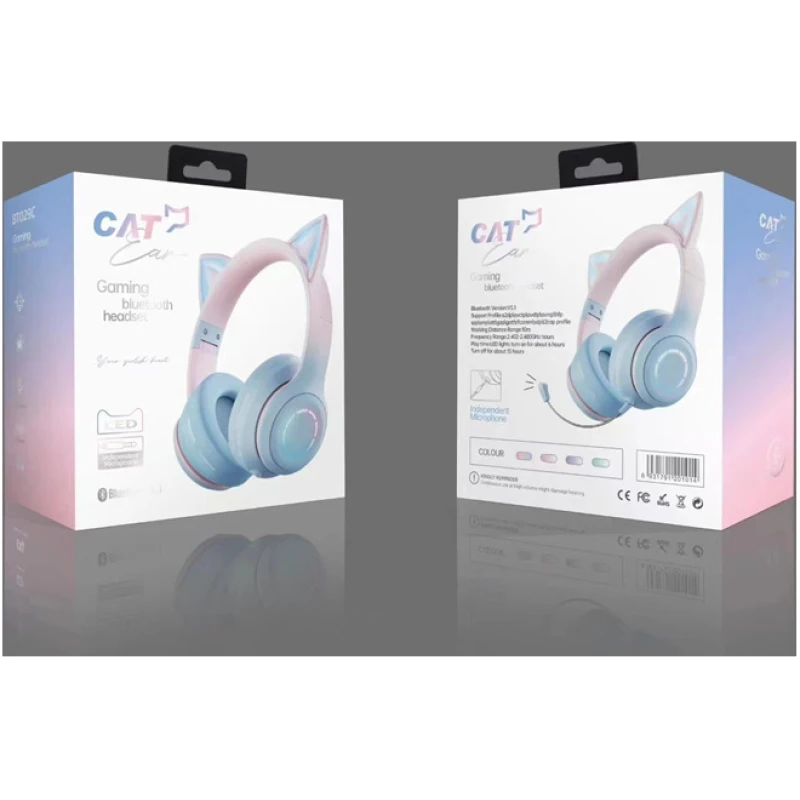 Casque sans Fil Bluetooth Réglable avec Oreilles de Chat LED & Micro - Image 9