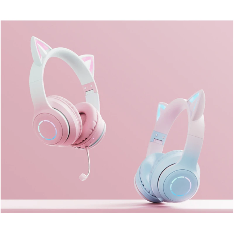 Casque sans Fil Bluetooth Réglable avec Oreilles de Chat LED & Micro - Image 8