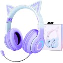 Casque sans Fil Bluetooth Réglable avec Oreilles de Chat LED & Micro
