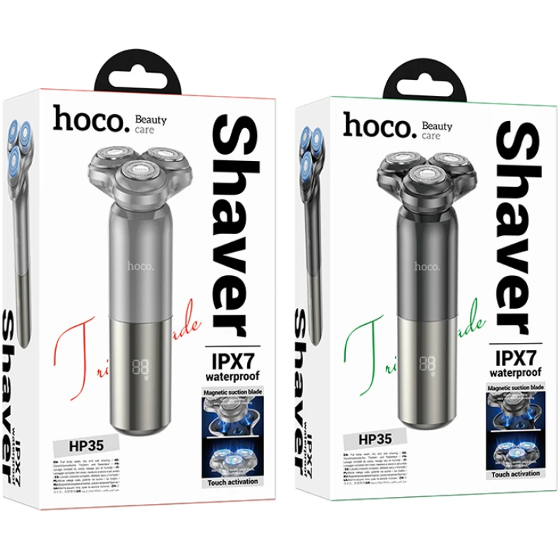 Rasoir 3 têtes lames rotative rechargeable imperméable/waterproof IPX7 Hoco - Image 4