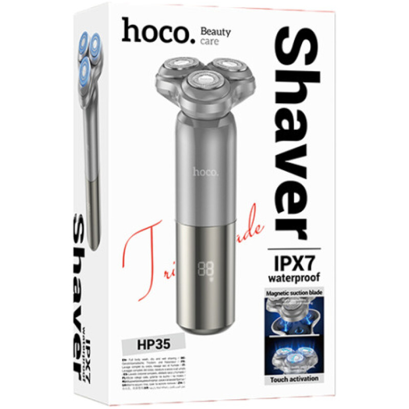 Rasoir 3 têtes lames rotative rechargeable imperméable/waterproof IPX7 Hoco – Image 7