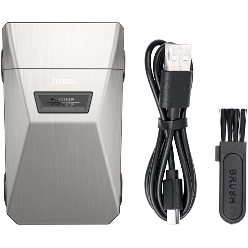 Rasoir electrique 2 lames rechargeable ZINC ALU imperméable Waterproof Hoco HP31 – Image 4