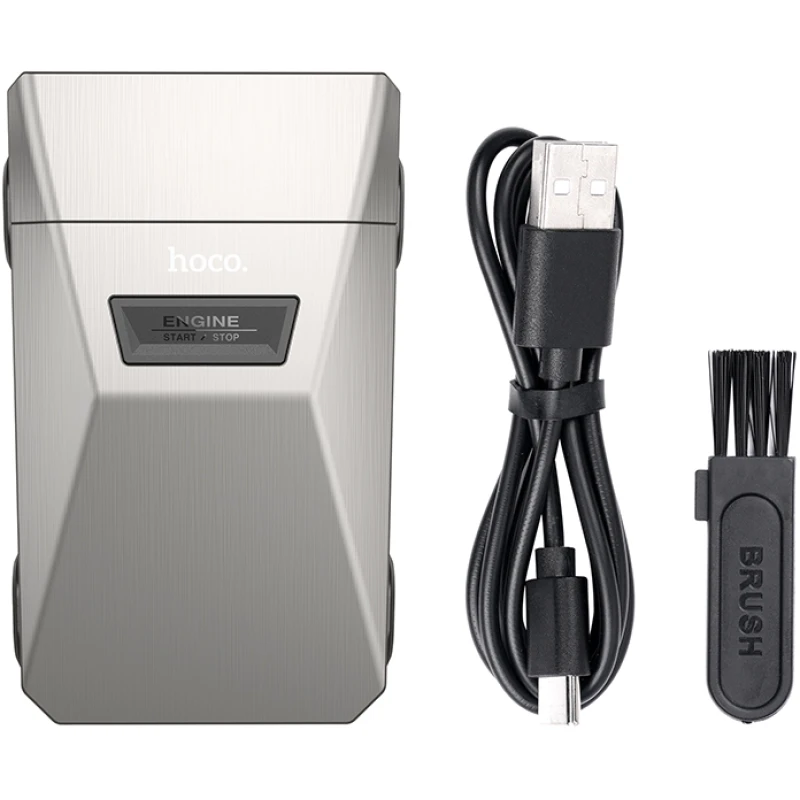 Rasoir electrique 2 lames rechargeable ZINC ALU imperméable Waterproof Hoco HP31 - Image 4