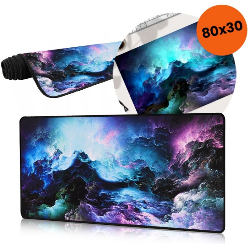 Tapis repose poignet tapis souris grand format 80 x 30 cm nuée violette purple clouds – Image 5
