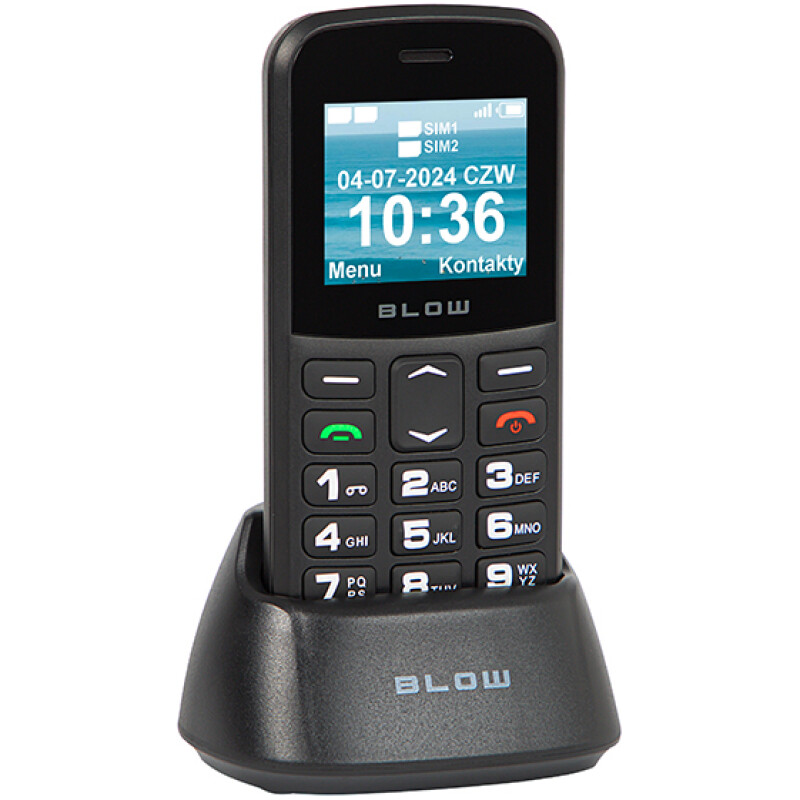 telephone Senior grosse touches bouton SOS dual sim torche sur socle blow S18D