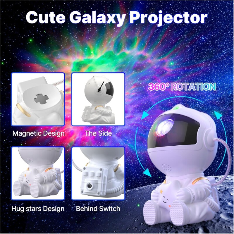 Lampe projection laser astronaute assis + nebuleuse & étoiles avec telecommande – Image 4