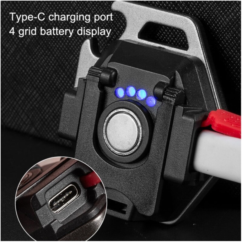 Mini lampe torche de poche  LED COB surpuissante porte clés décapsuleur aimanté – Image 4
