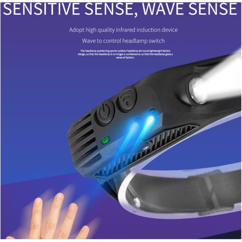 Lampe Frontale Led Capteur Rechargeable Étanche Camping Pêch Randonnée Nuit – Image 5
